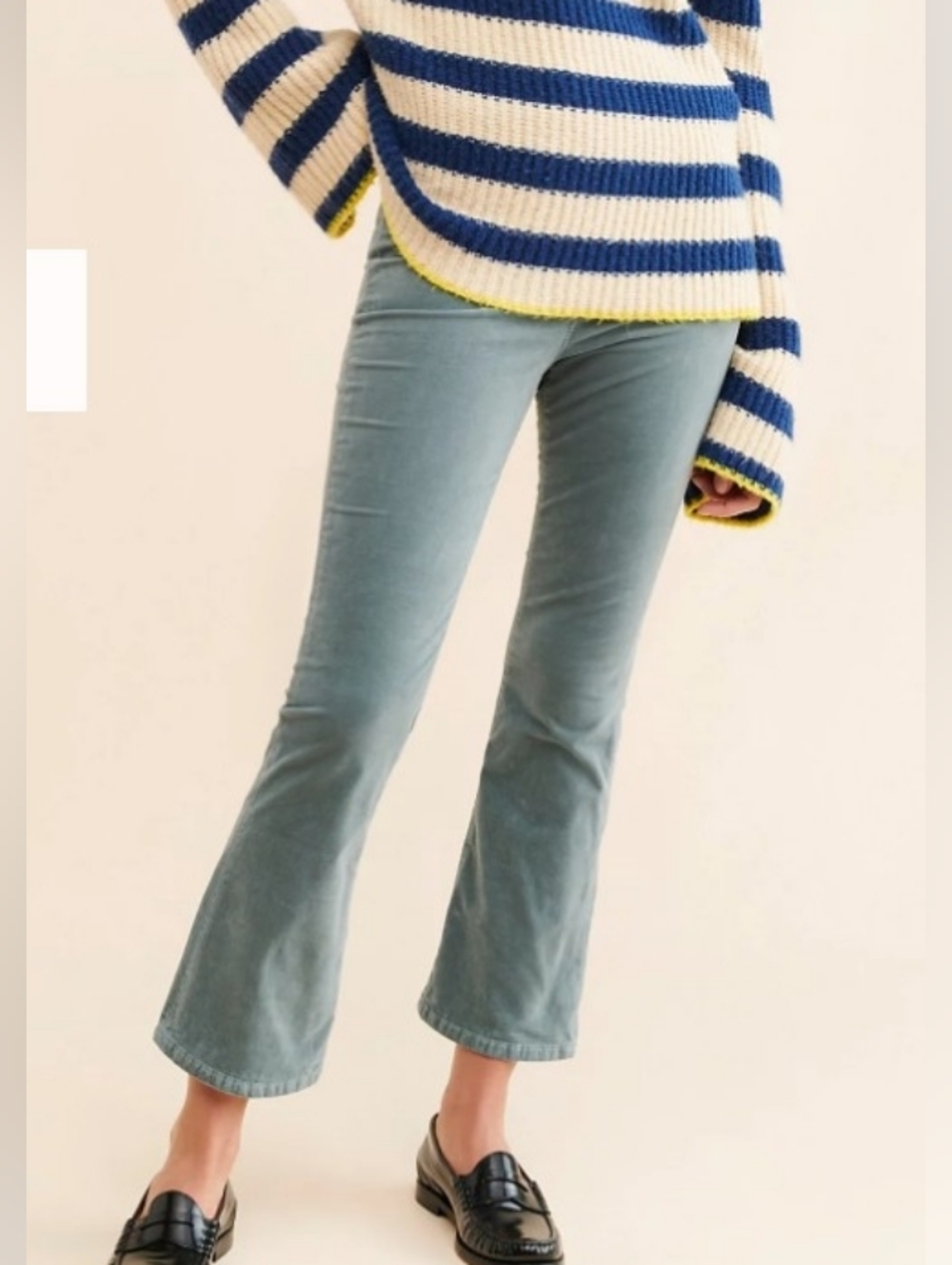 Free People Teal Corduroy Cropped Flare Pants